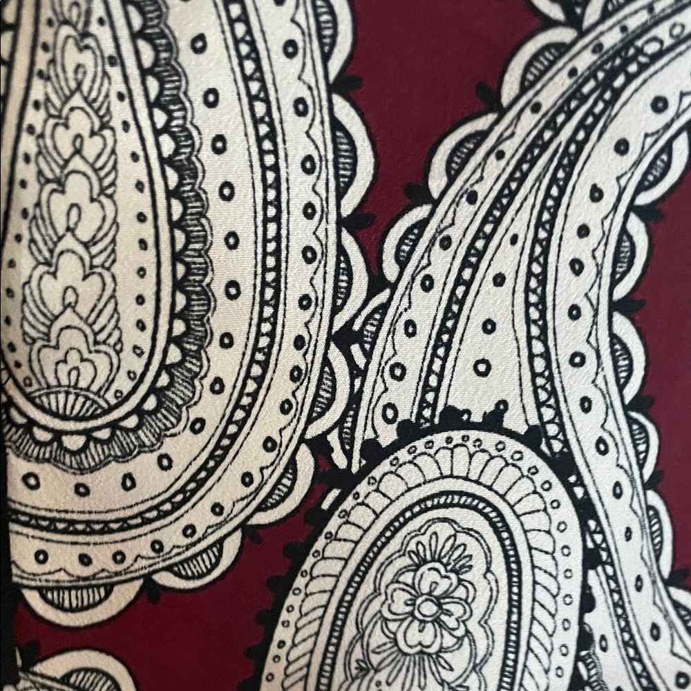 Ann Taylor Petite Paisley Shift Dress in Burgundy, Black, White - Picture 6 of 14